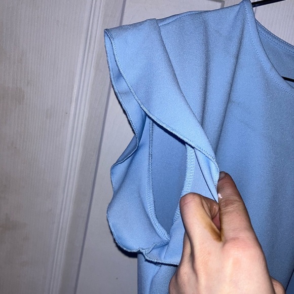 Baby blue pencil skirt dress with ruffles - Picture 8 of 10